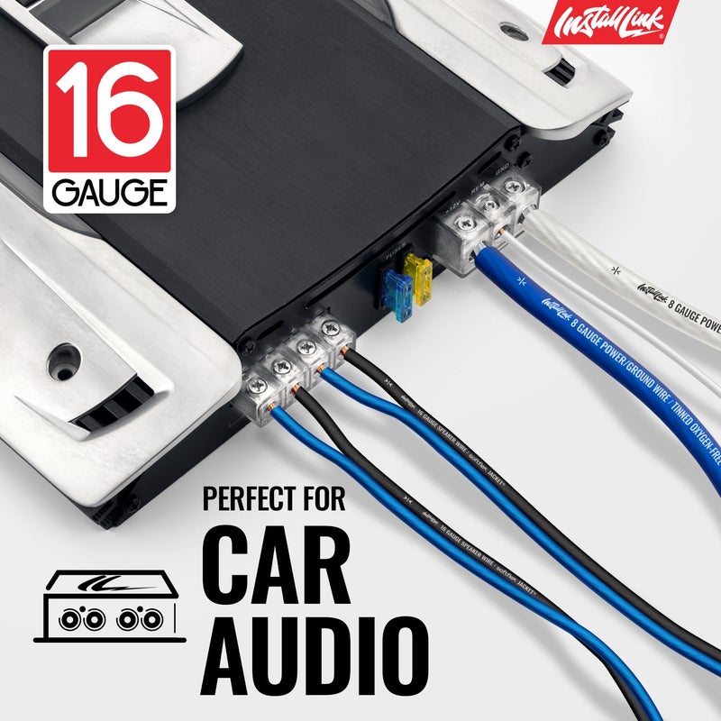 Install Link 16 AWG Gauge Speaker Wire Cable Stereo, Car or Home Theater, CCA (100 Feet) by - Image 3